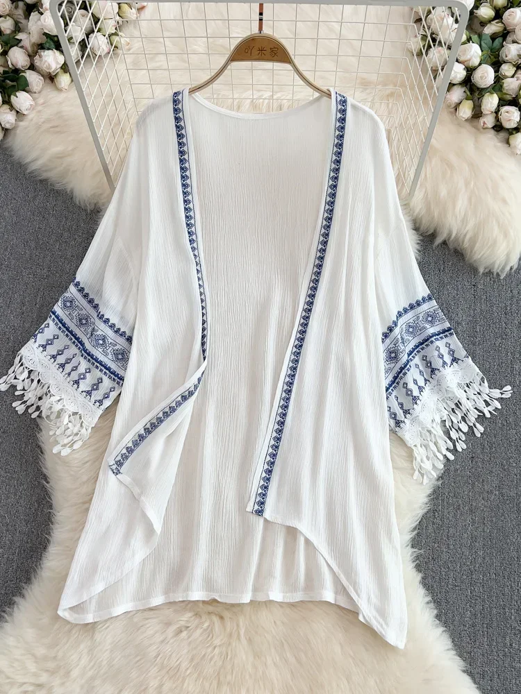 Embroidery Zig Zag Stitch - Châle d'été de style ethnique bohème