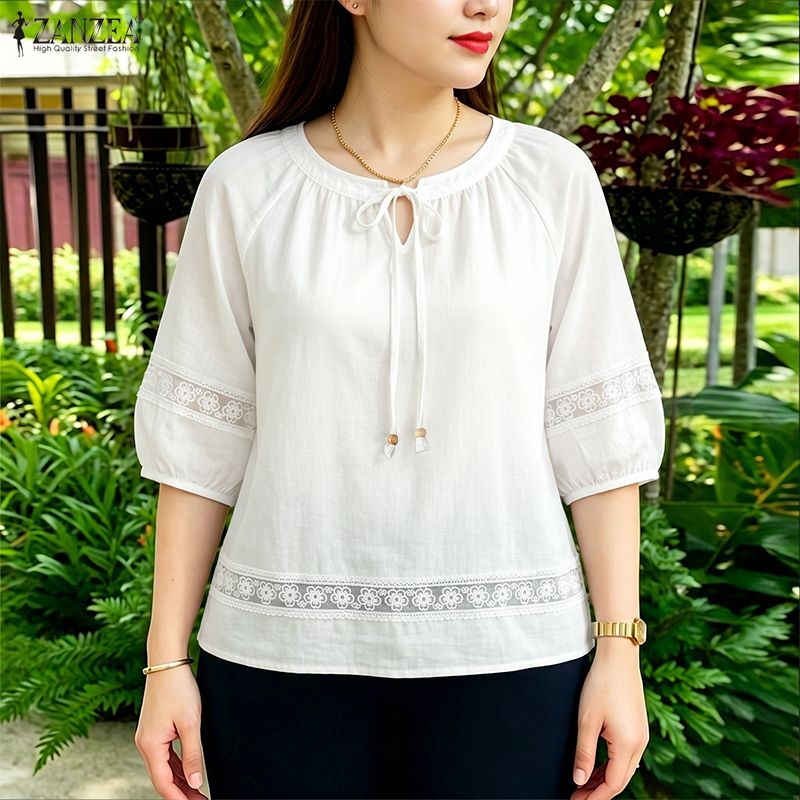 Embroidery Jersey - Chemisier brodé de fleurs ZANZEA pour