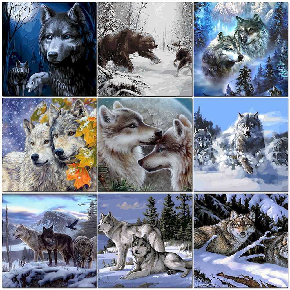 Embroidery Translate - Peinture par numéros loup, images à