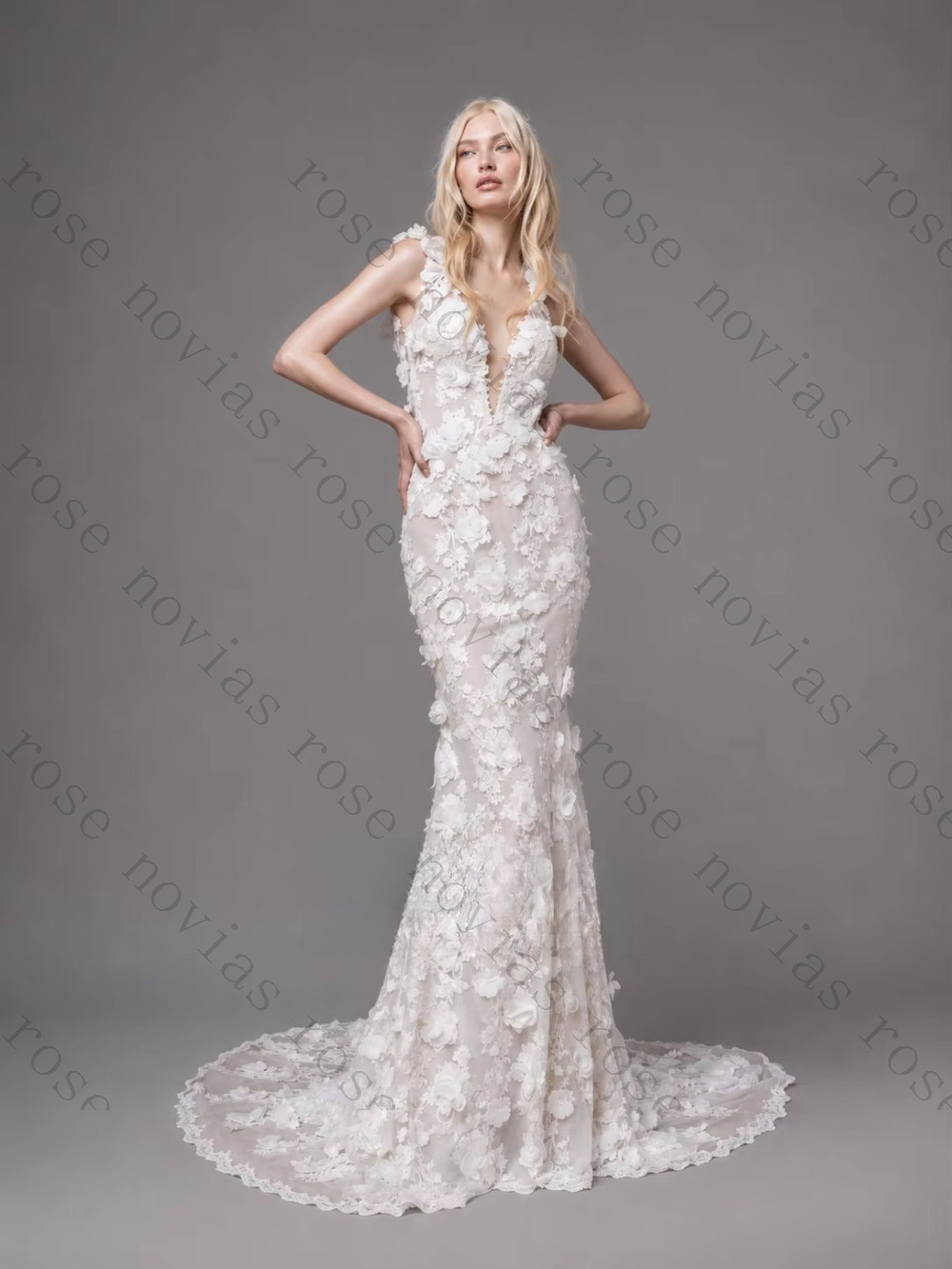 Embroidery Online Designs - Robe de mariée sirène personnalisée avec
