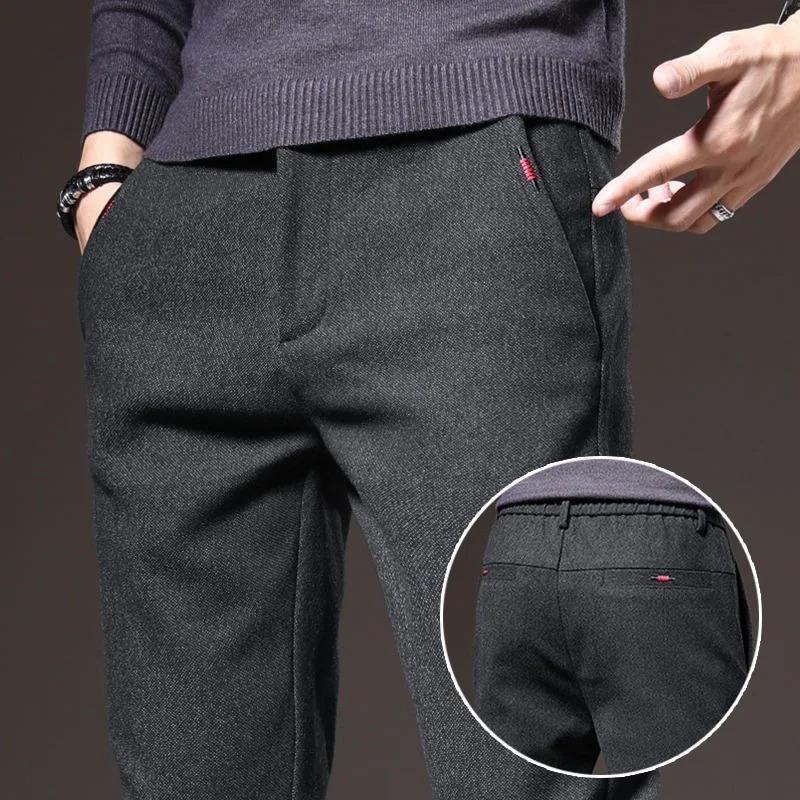 Embroidery Jersey - Pantalon décontracté en coton gris noir