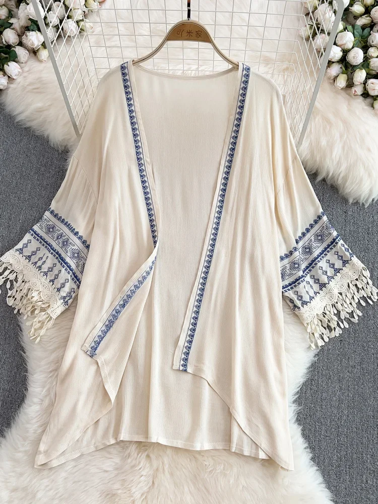 Châle d'été de style ethnique  - Embroidery Zig Zag Stitch avis et prix