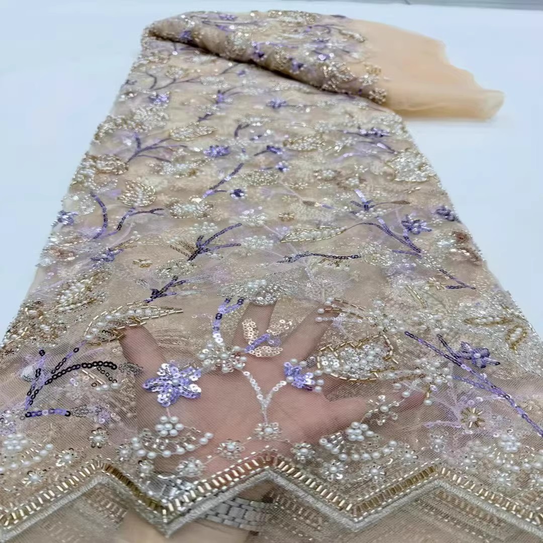 Tissus brodés de perles et de  - Embroidery Wedding avis et prix