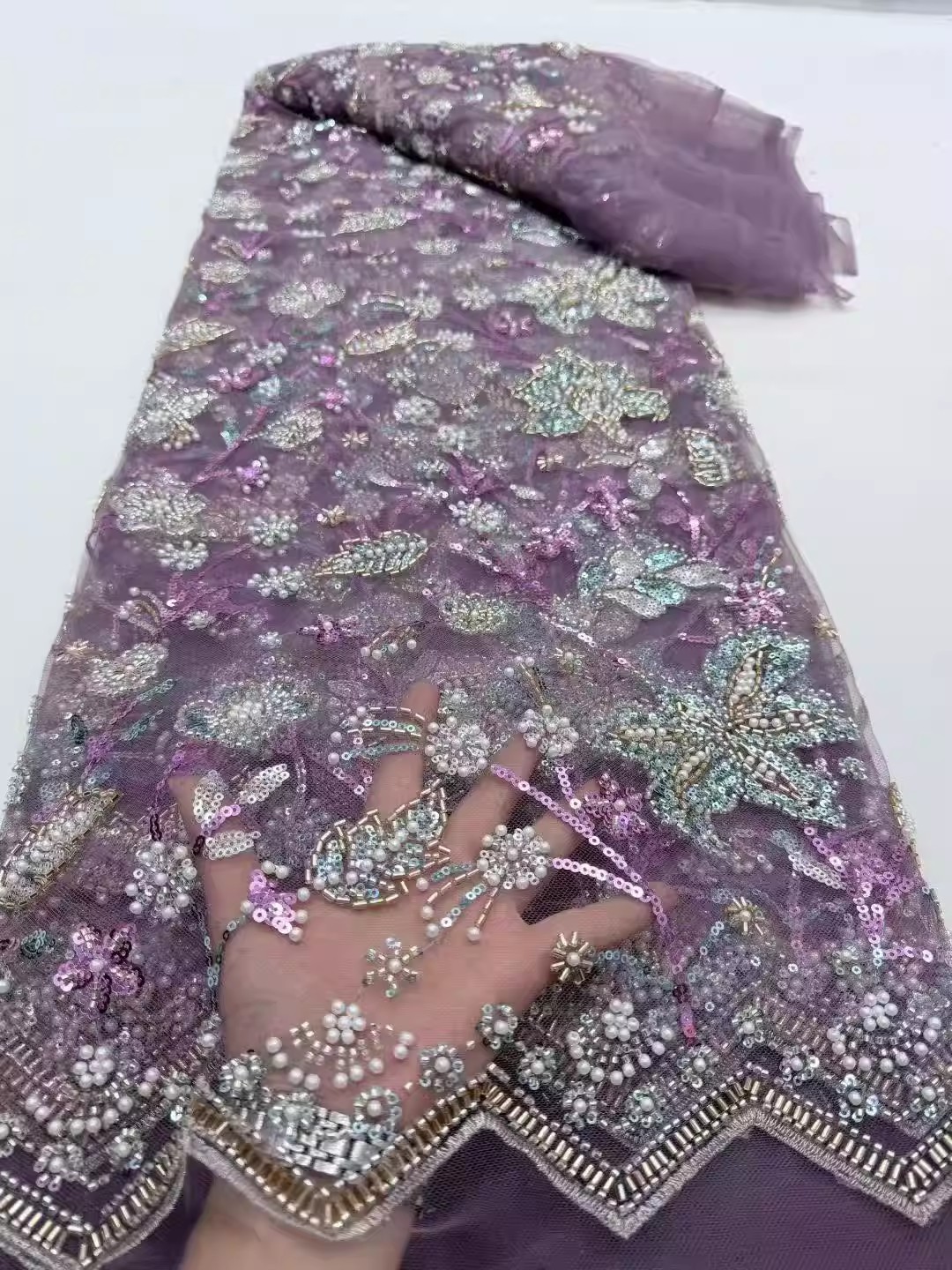 Tissus brodés de perles et de  - Embroidery Wedding avis et prix