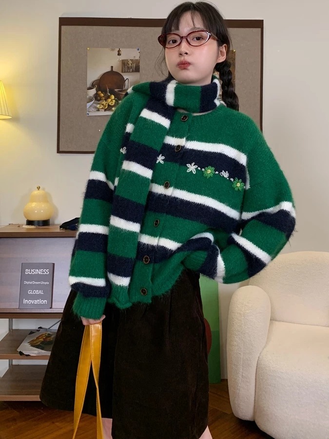 Cardigan tricoté ample rétro p - Embroidery Online Designs avis et prix