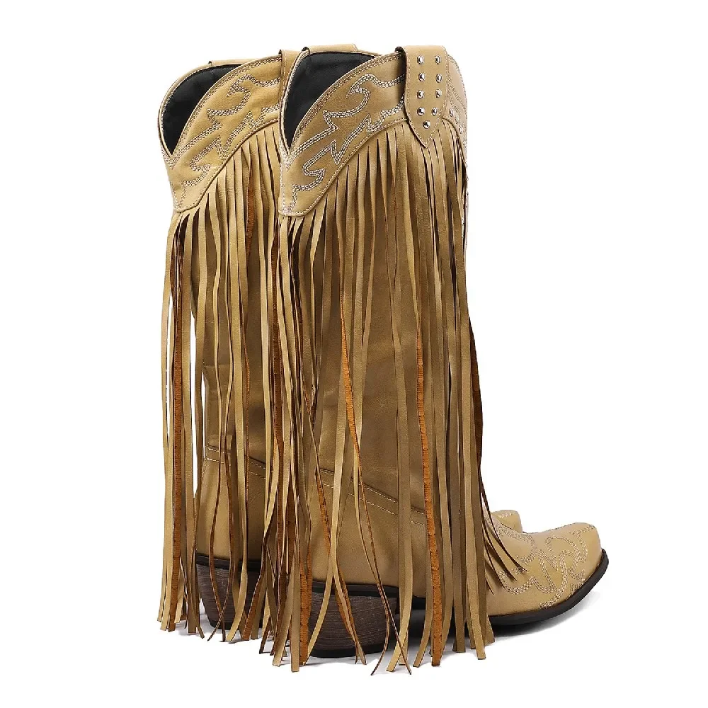 Bottes mi-mollet occidentales  - Embroidery Red avis et prix