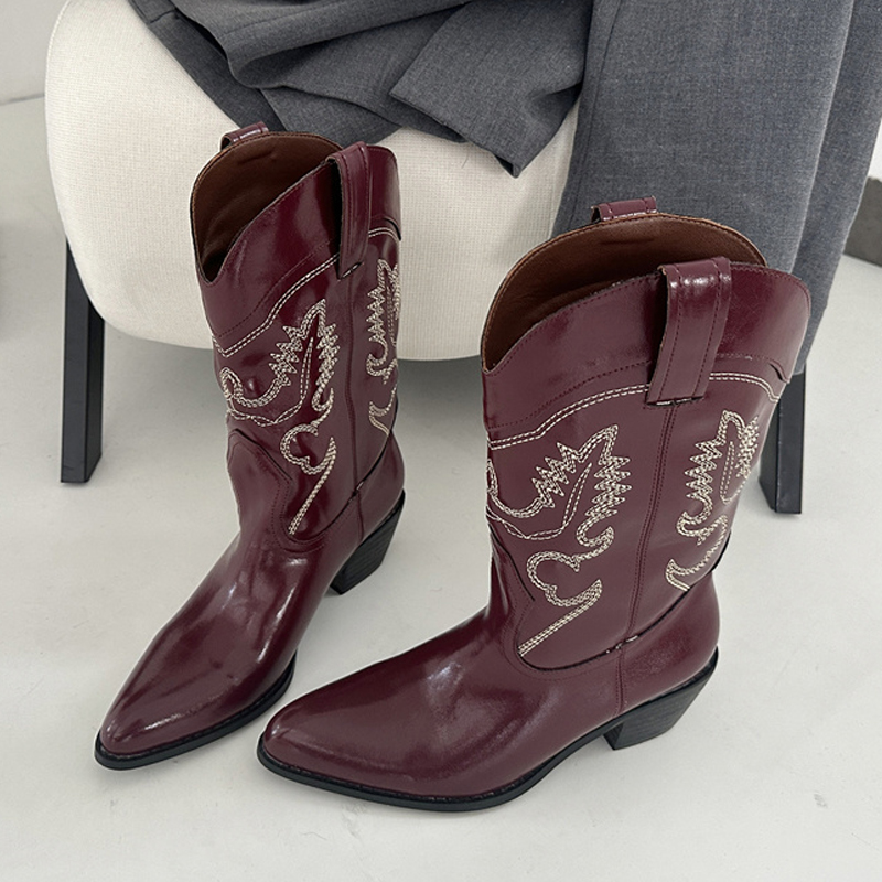 Liyke Designer vin rouge cuir  - Embroidery Red avis et prix