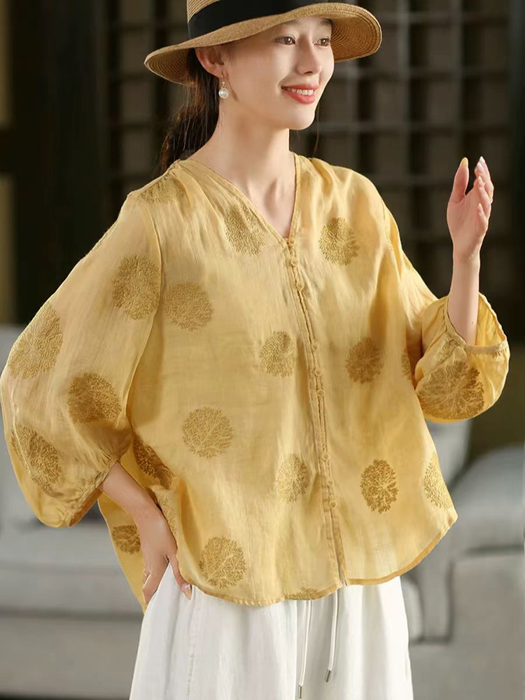 100% Ramie femmes chemise déco - Embroidery Jersey avis et prix