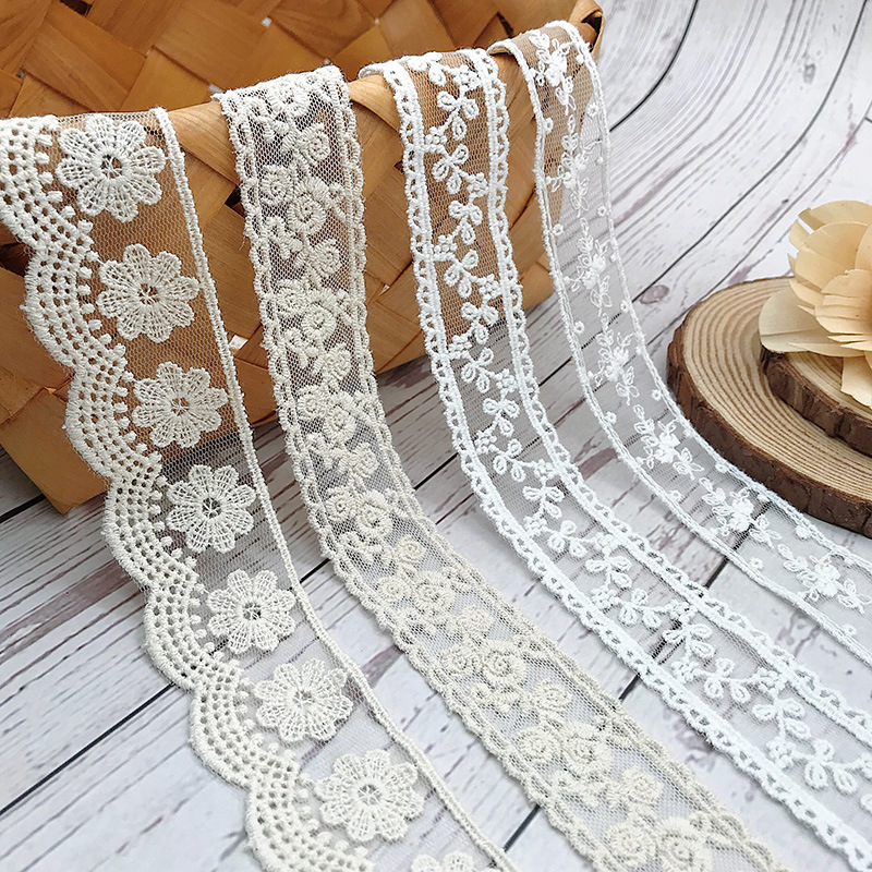 Fil de coton brodé blanc Beige - Embroidery Jersey avis et prix